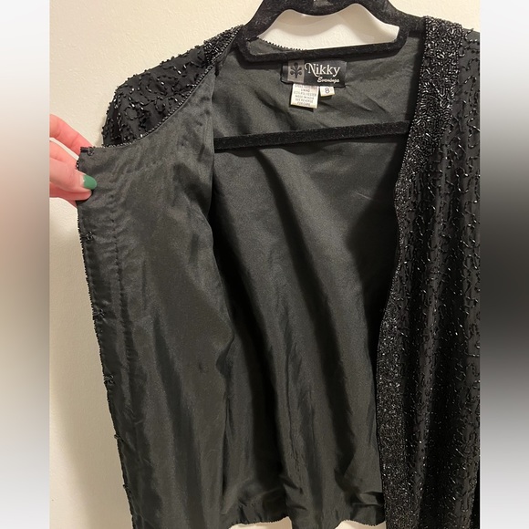 Nikky evenings black beaded jacket. Size 8 or medium - Picture 4 of 6